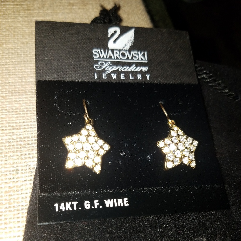 SWAROVSKI SIGNATURE - 14K G.F.star dangle earrings